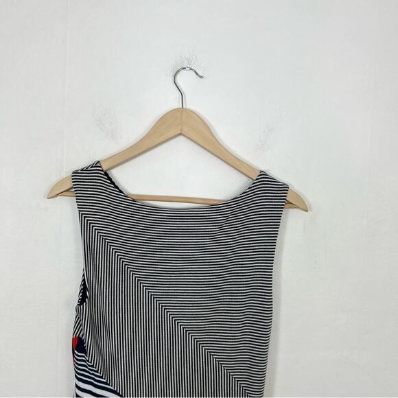 Anthropologie Maeve Cameron Navy Orange Asymmetrical Striped Dress Size Small - Picture 7 of 15